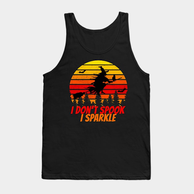 I don't spook I sparkle halloween vintage sunset witch Tank Top by Nadey